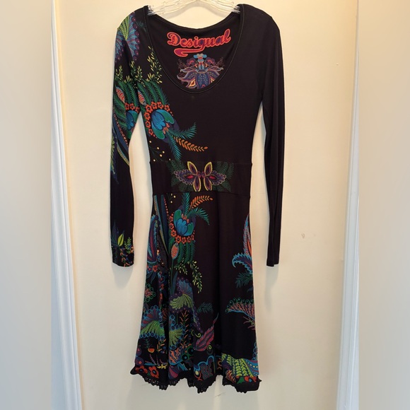 NWT Desigual Multicolor Floral Long Sleeve Dress - Picture 1 of 11